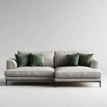 Divano angolare tessuto imbottito 300x150x90 cm - Grigio chiaro - Design moderno