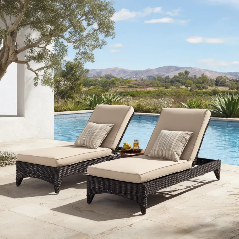 Lettino prendisole in rattan sintetico 200x65x35 cm - Beige - Design moderno