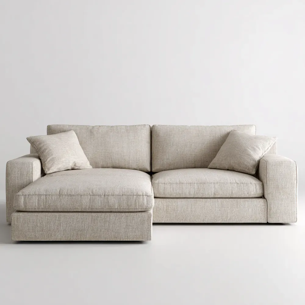 Divano angolare in tessuto 250x150x85 cm - Beige - Design moderno