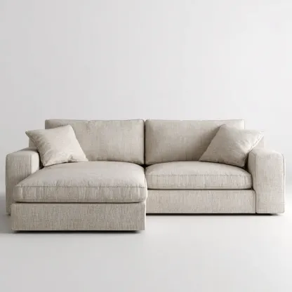 Divano angolare in tessuto 250x150x85 cm - Beige - Design moderno