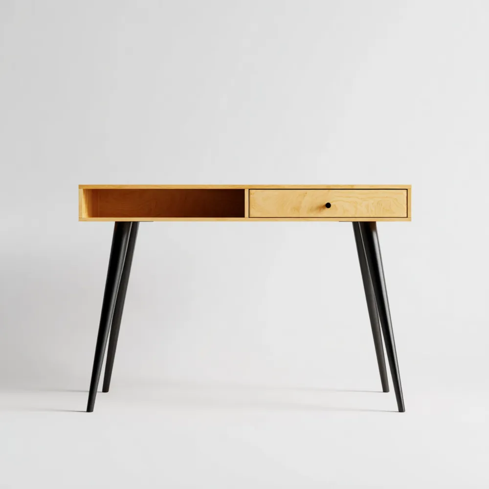 Scrivania in legno 120x60x75 cm – Naturale/Nero – Design moderno