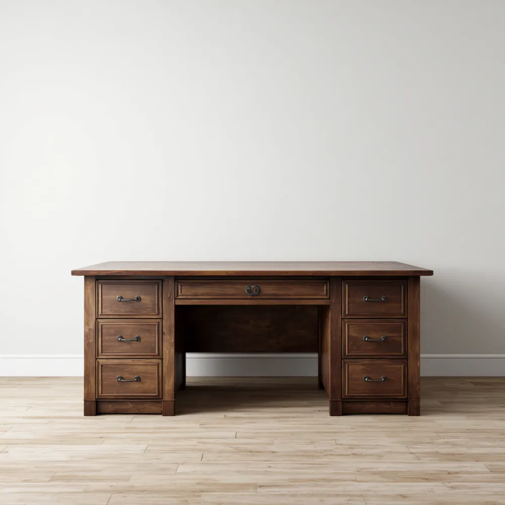 Scrivania in Legno Massello 150x60x75 cm – Marrone – Design Classico