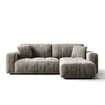 Divano angolare in velluto a coste 280x160x85 cm - Grigio - Stile moderno