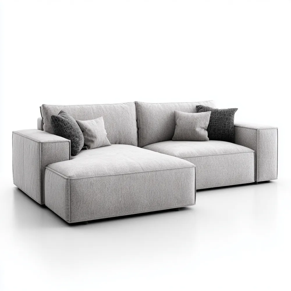 Ecksofa Stoffpolster 250x150x85 cm – Hellgrau – Modernes Design-Warmdwellio