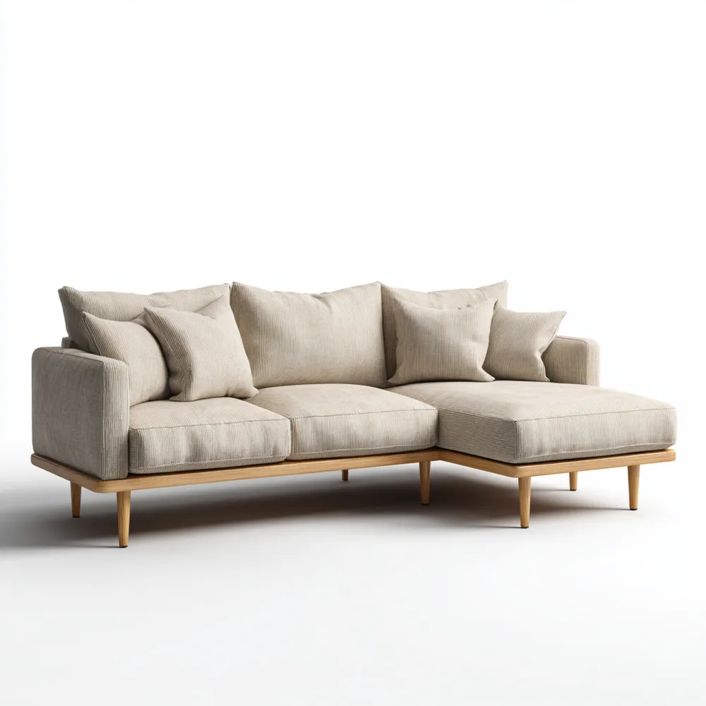 Ecksofa 250x150x85 cm Stoff – Beige – Modernes Design-Warmdwellio