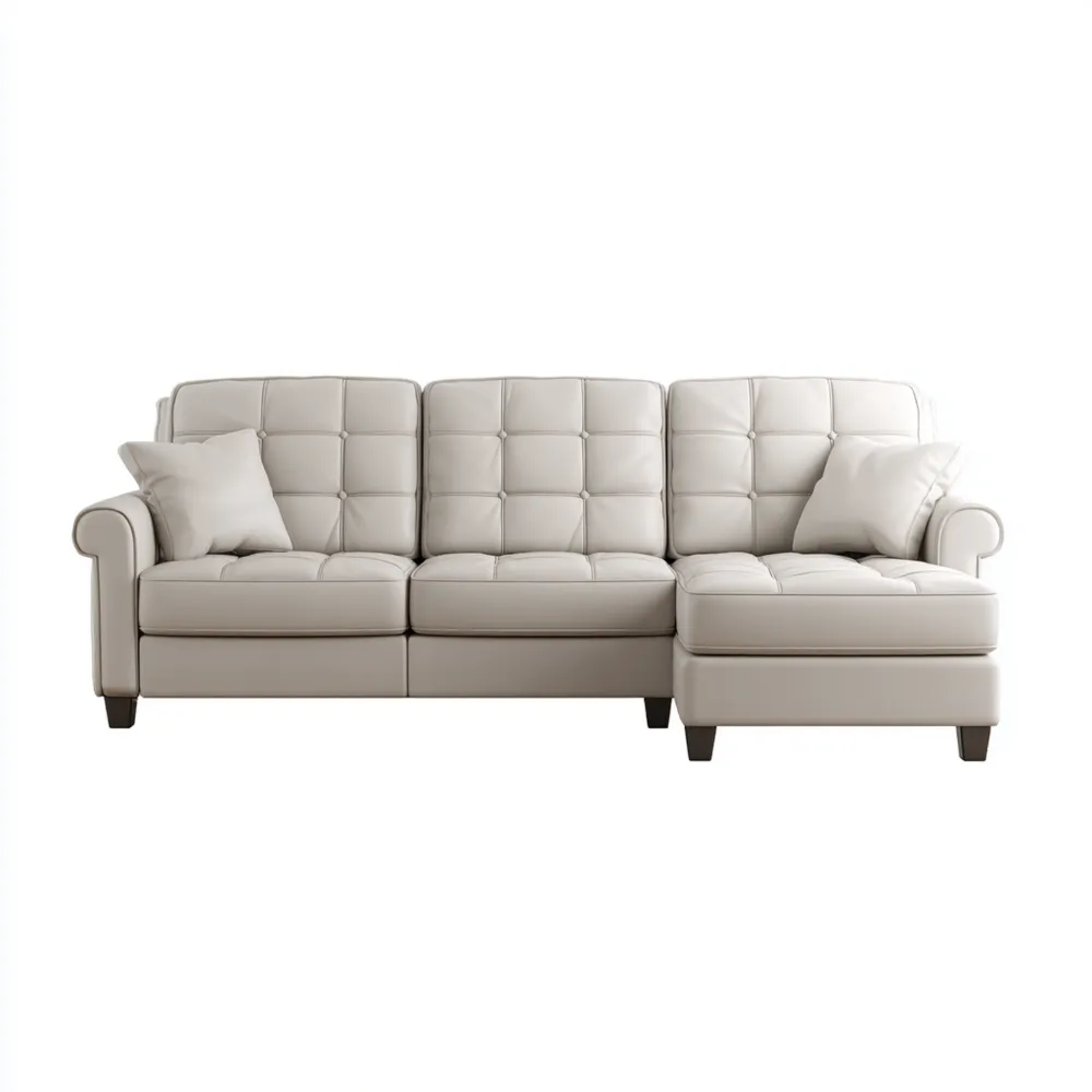 Ecksofa Kunstleder 250x80x150 cm – Creme – Klassisches Design-Warmdwellio