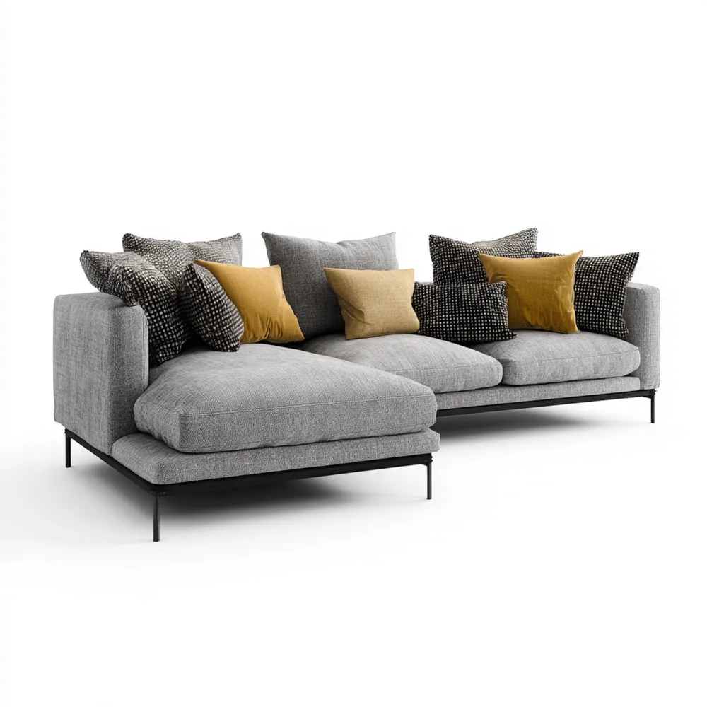 Ecksofa Stoff 280x170x80 cm – Hellgrau – Modernes Design-Warmdwellio