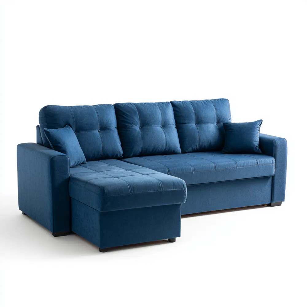 Ecksofa Stoff 250x150x90 cm – Blau – Moderne Funktion-Warmdwellio