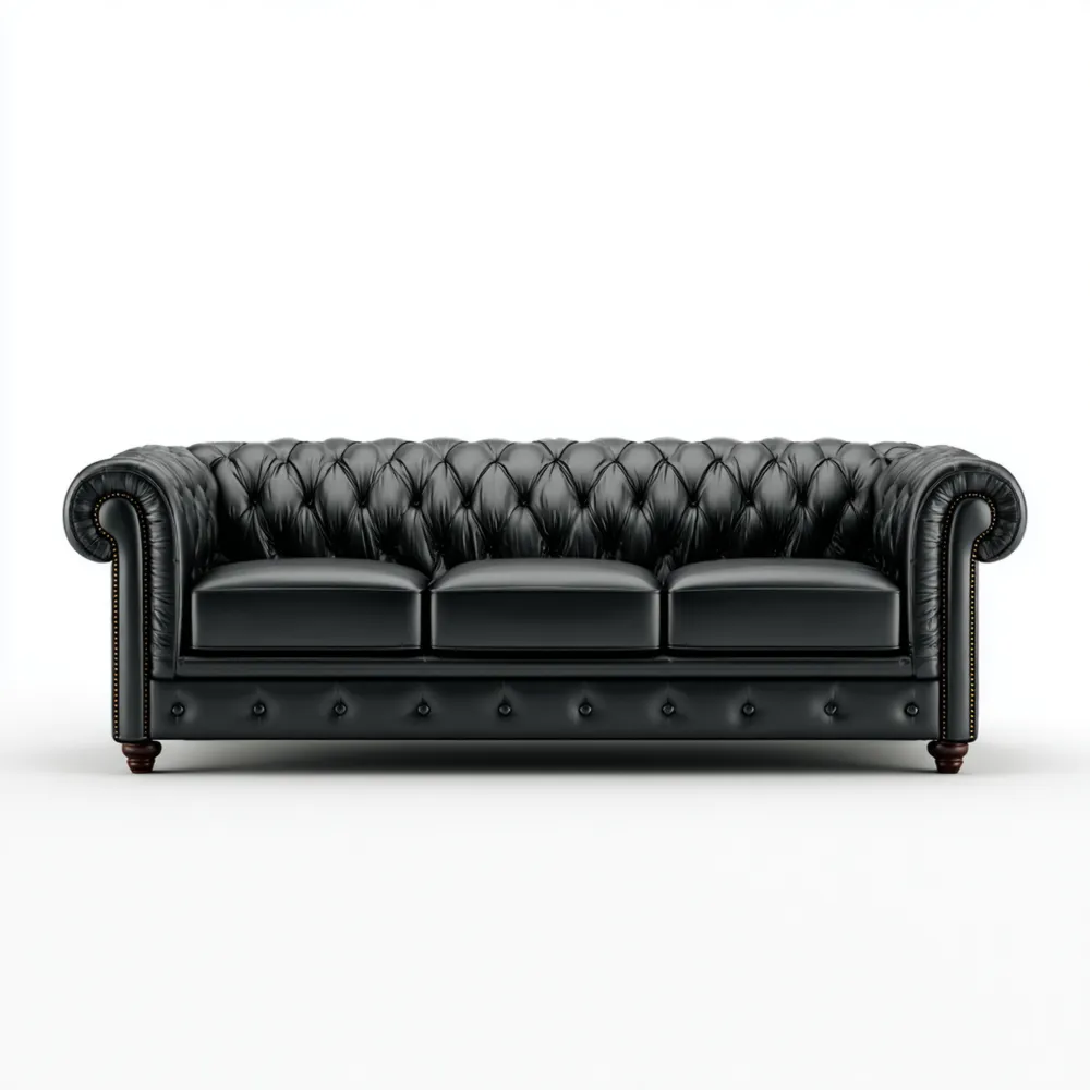 3-Sitzer-Sofa Leder 220x90x75 cm - Schwarz - Chesterfield Design-Warmdwellio