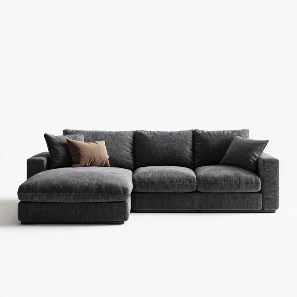 Ecksofa Stoff 260x160x45 cm – Dunkelgrau – Modernes Design-Warmdwellio