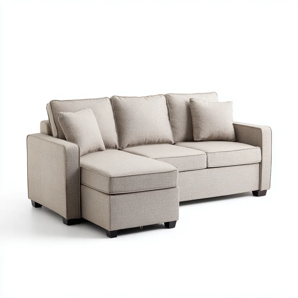 Ecksofa Stoff 200x140x85 cm - Beige - Modernes Design-Warmdwellio