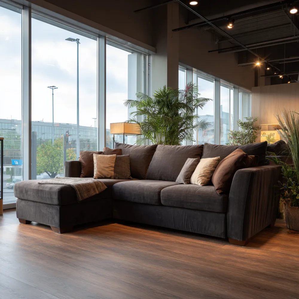 Canapé d'angle en tissu 250x160x85 cm – Gris Foncé – Design contemporain