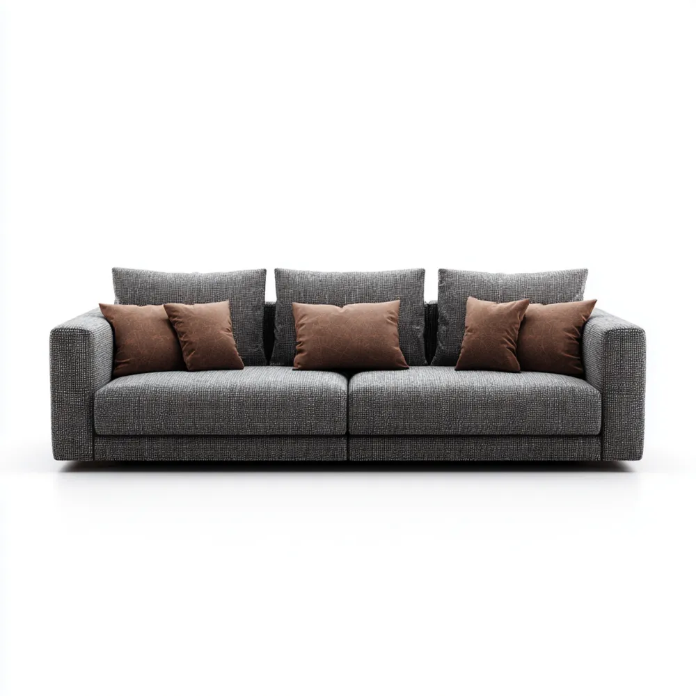 Canapé 3 places Tissu 210x95x85 cm - Gris/Brun - Design Contemporain