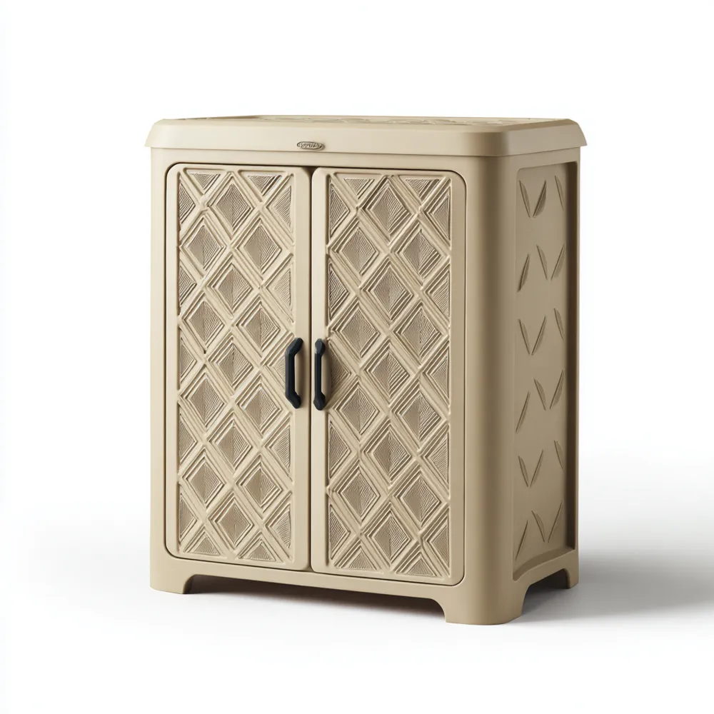 Armoire de rangement en plastique 65x45x90 cm – Beige – Design classique