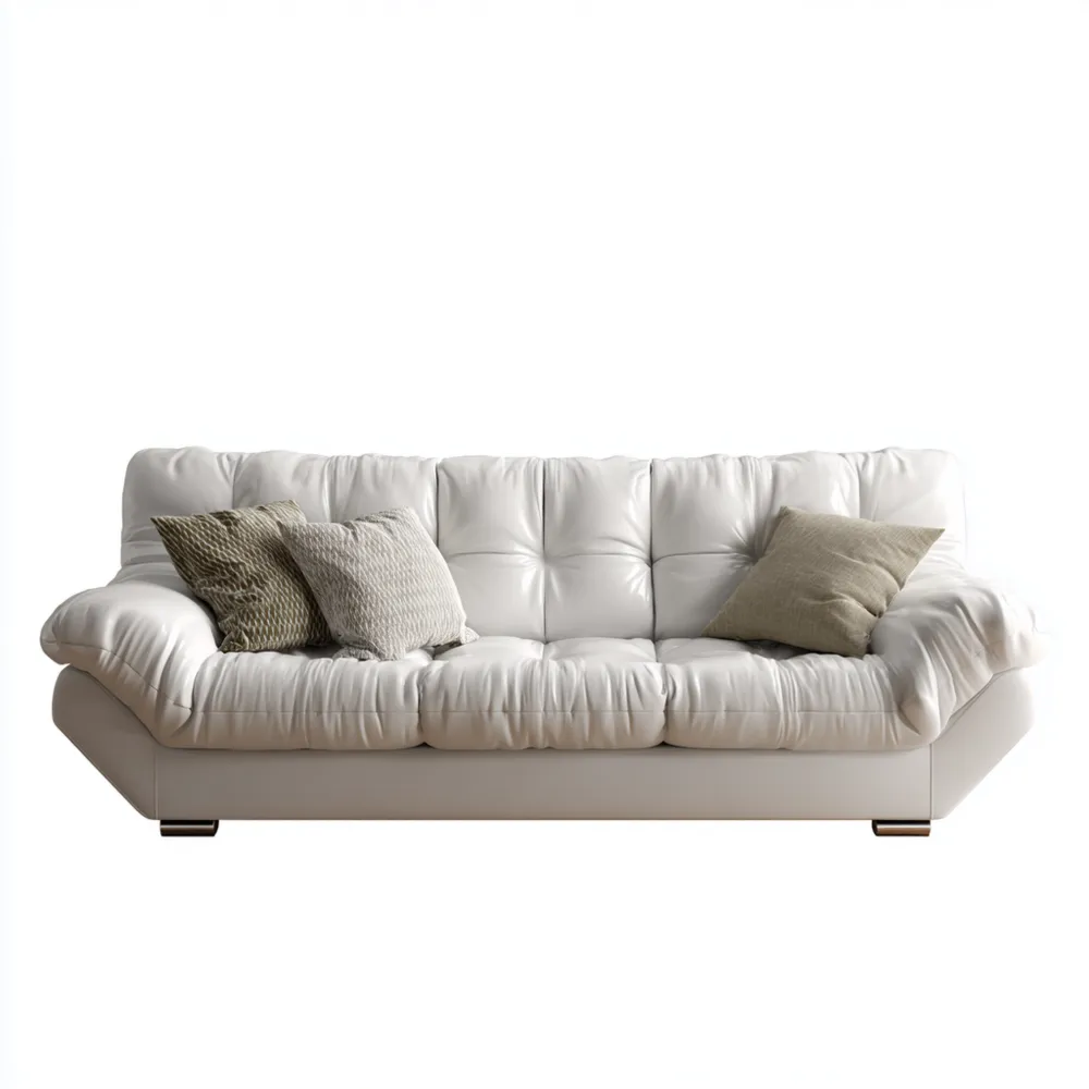 Canapé 3 places en cuir 210x90x85 cm – Blanc – Design Moderne