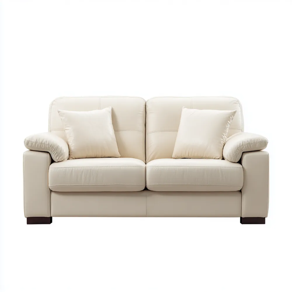 Canapé 2 places Cuir 150x90x85 cm – Beige – Design Contemporain