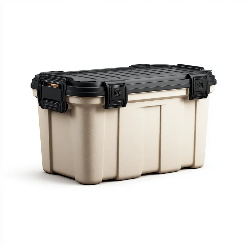 Coffre de rangement plastique 70x40x35 cm - Beige/Noir