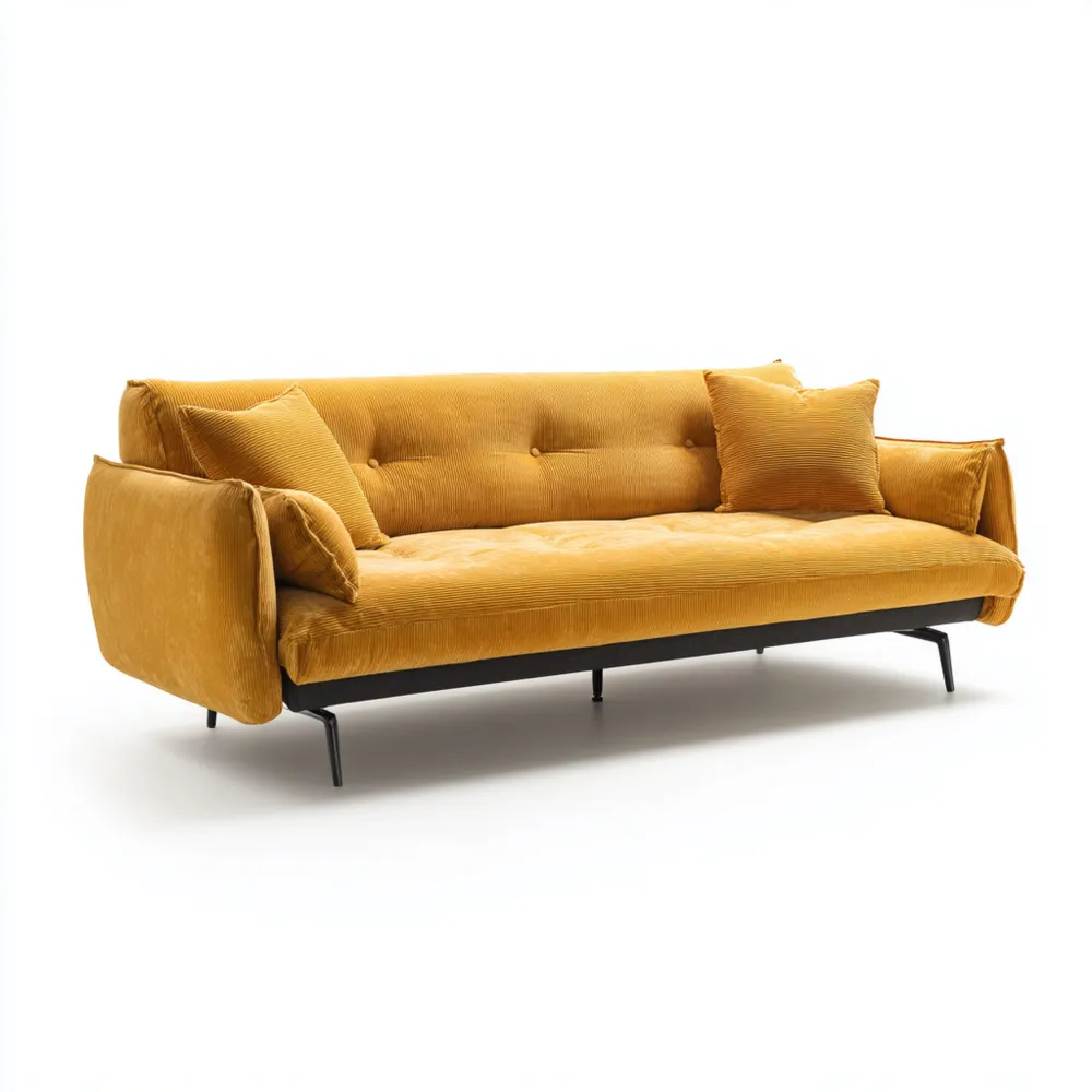 Canapé 2 places Velours côtelé 210x95x85 cm - Jaune Moutarde - Design Contemporain