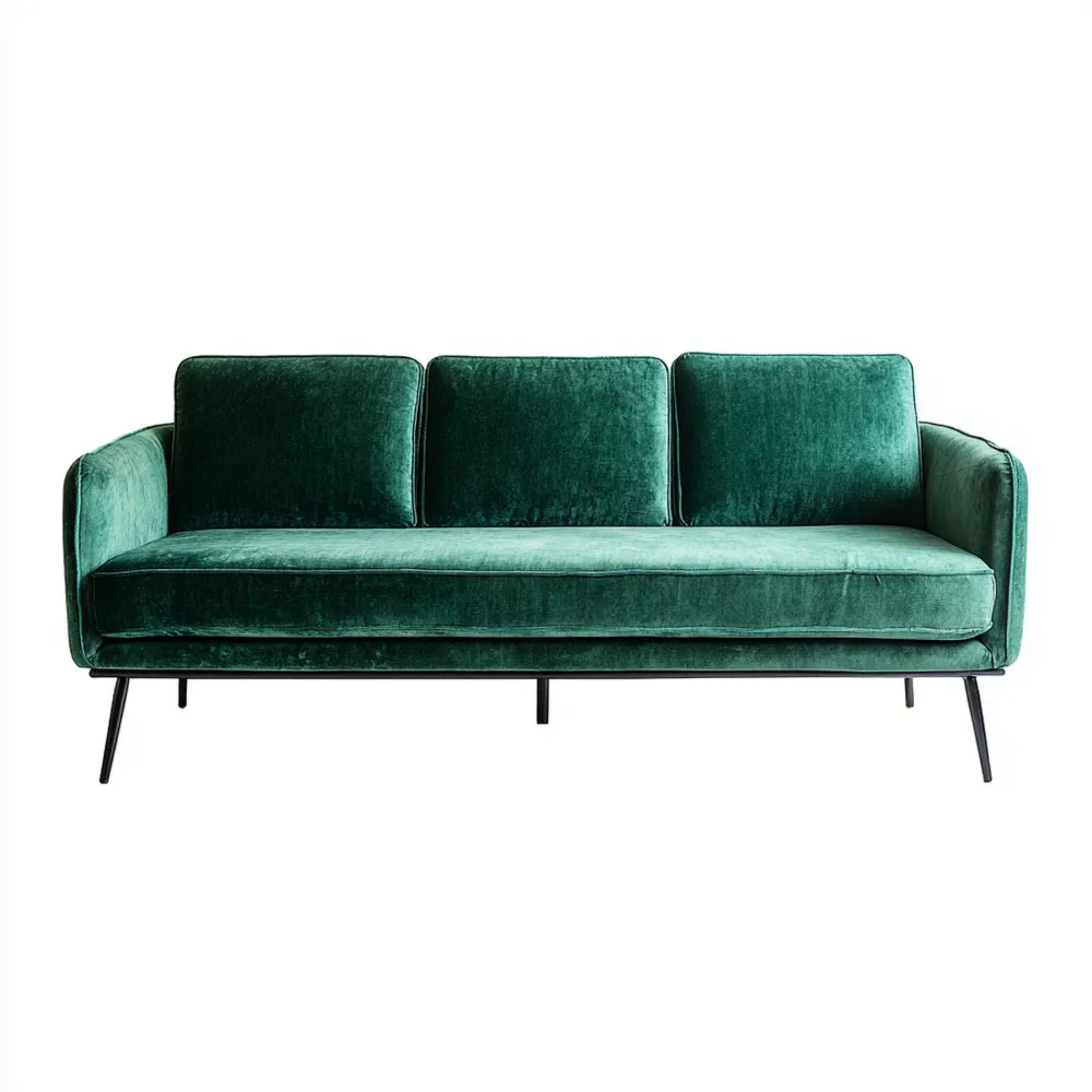 Canapé 3 places Velours 200x85x75 cm – Vert Émeraude – Design Moderne
