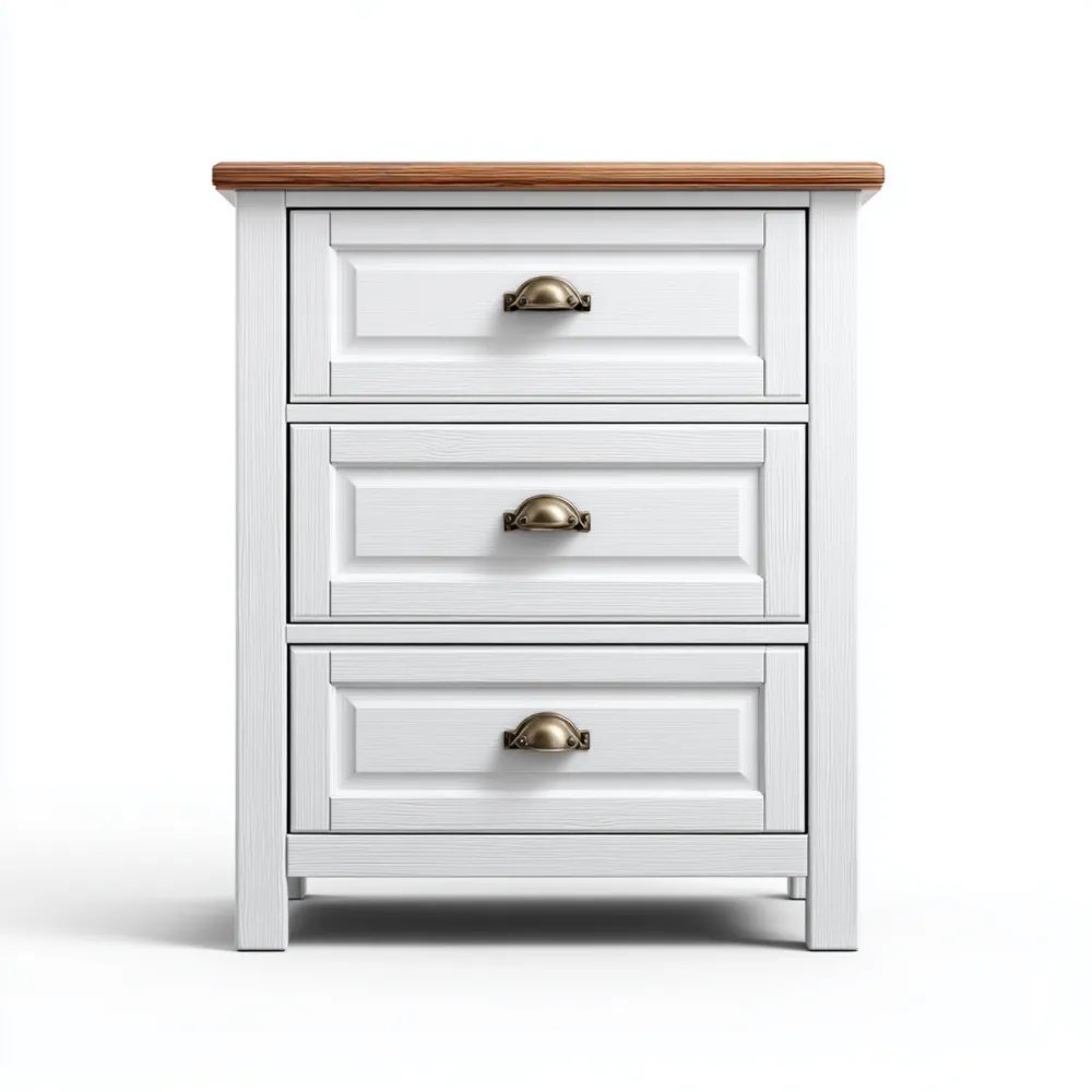 Kommode Holz 80x90x40 cm – Weiß – Klassisches Design