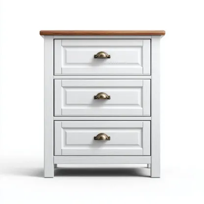 Kommode Holz 80x90x40 cm – Weiß – Klassisches Design