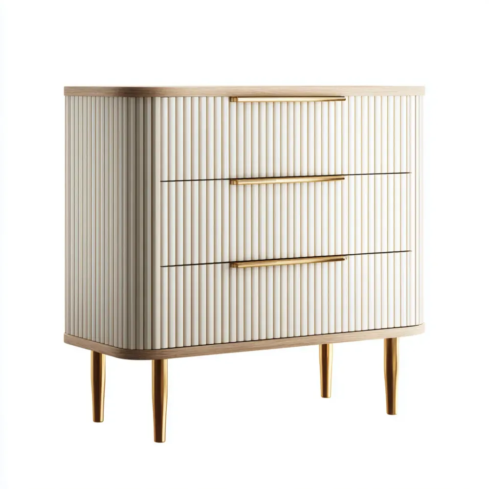Kommode 80x40x90 cm - Weiß/Gold - Modernes Design