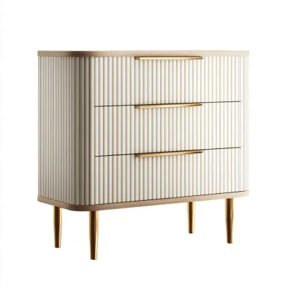 Kommode 80x40x90 cm - Weiß/Gold - Modernes Design