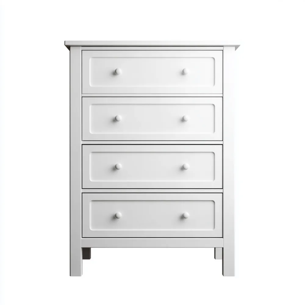 Kommode 60x40x85 cm Holz 4 Schubladen - Weiß - Klassisches Design