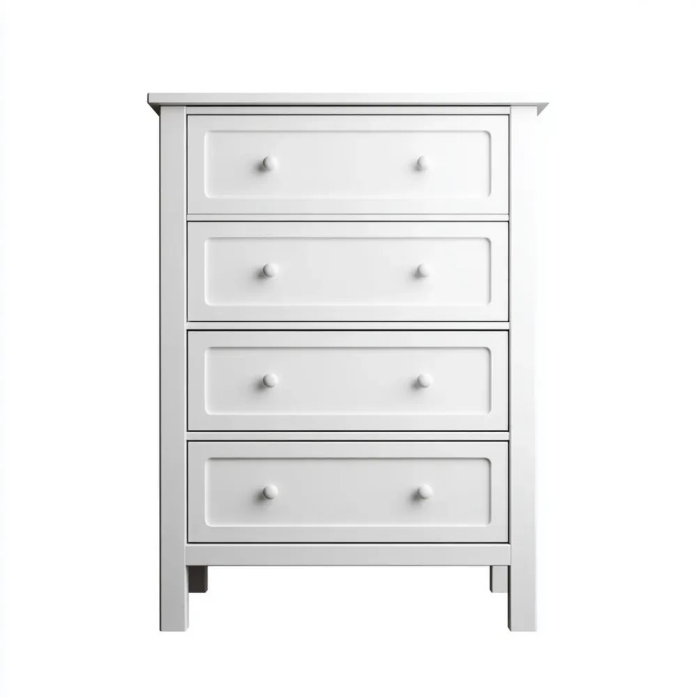Kommode 60x40x85 cm Holz 4 Schubladen - Weiß - Klassisches Design
