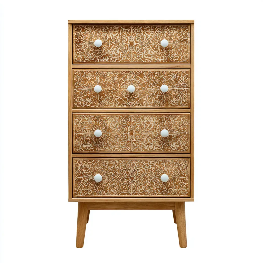 Kommode Holz 80x40x120 cm – Natur – Vintage-Design