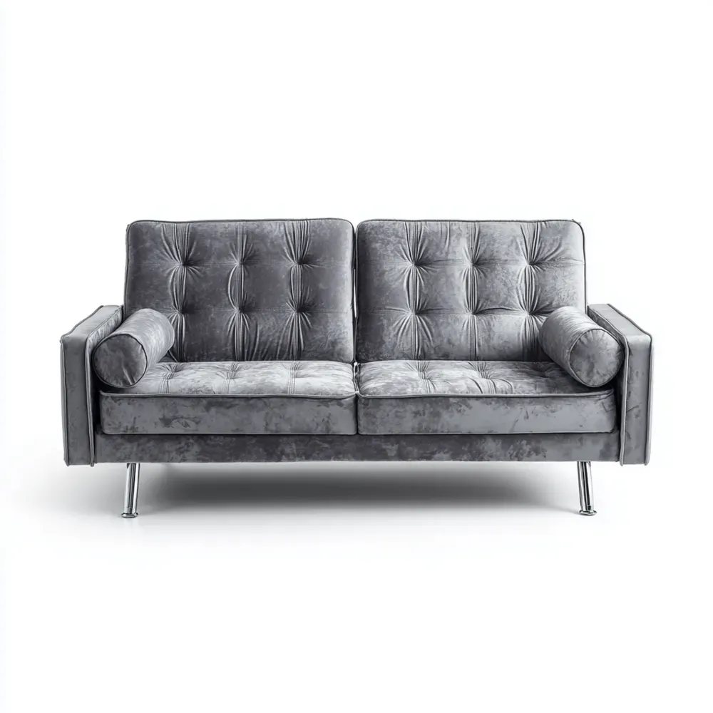 2-Sitzer-Sofa Samt 150x85x80 cm – Dunkelgrau – Moderner Stil