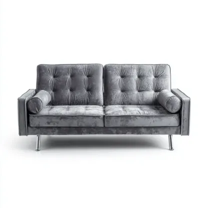 2-Sitzer-Sofa Samt 150x85x80 cm – Dunkelgrau – Moderner Stil