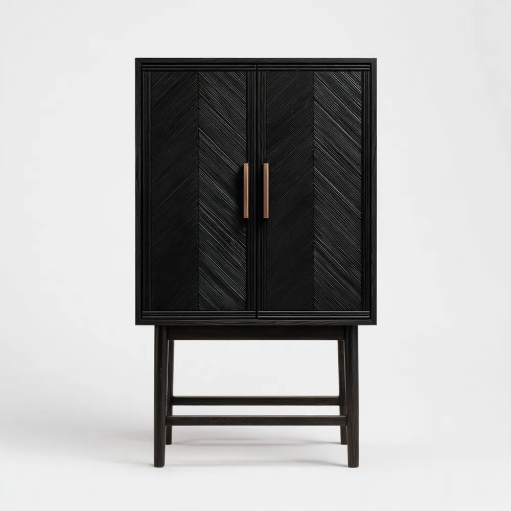 Aufbewahrungsschrank Holz 90x45x160 cm - Schwarz - Modernes Design