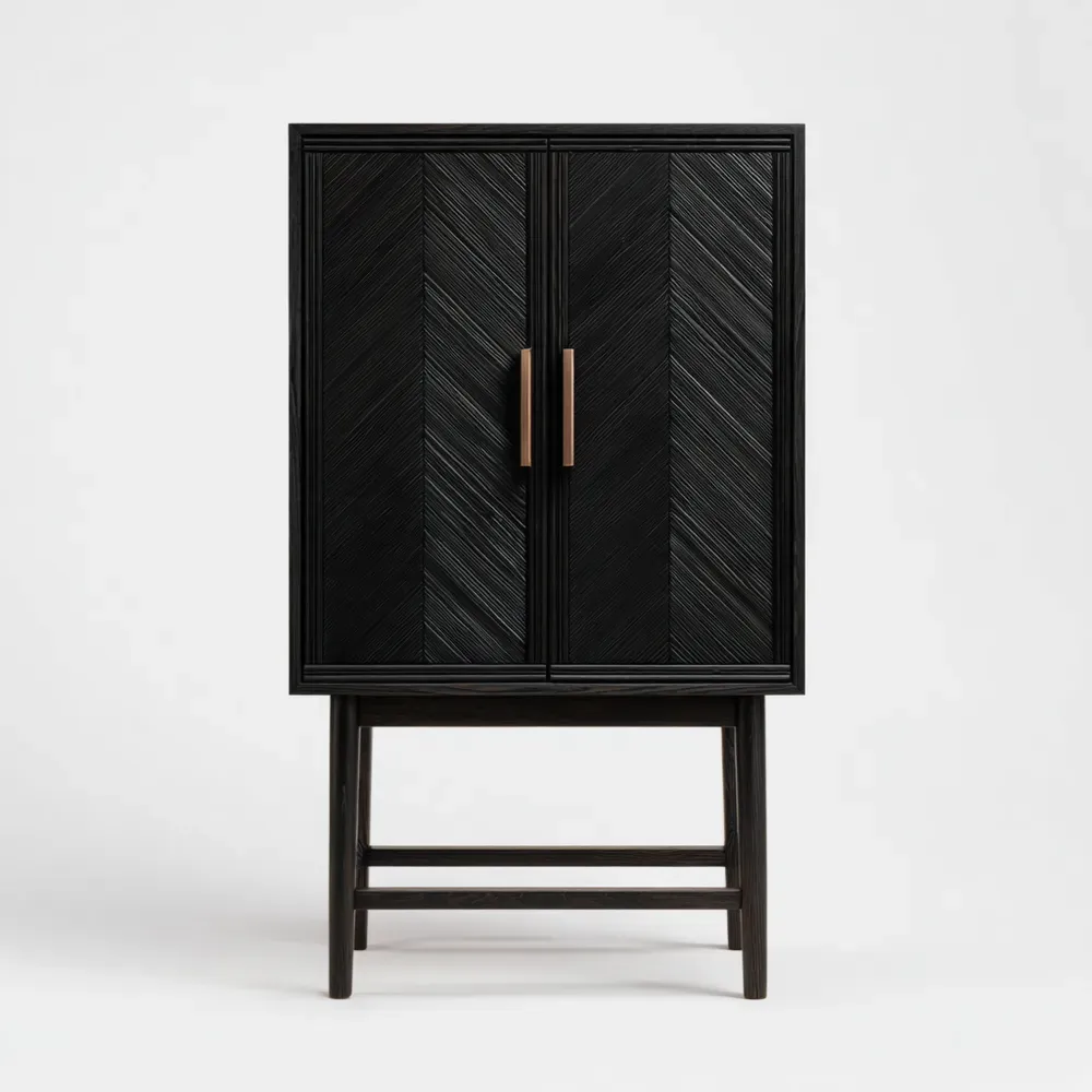 Aufbewahrungsschrank Holz 90x45x160 cm - Schwarz - Modernes Design