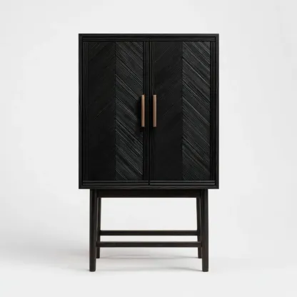 Aufbewahrungsschrank Holz 90x45x160 cm - Schwarz - Modernes Design