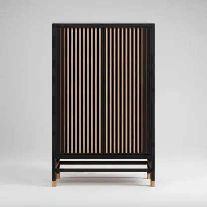 Aufbewahrungsschrank Holz 180x90x45 cm – Schwarz/Natur – Modernes Design