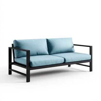 2-Sitzer-Sofa Metallrahmen Stoffpolster 150x70x75 cm – Hellblau – Modernes Design