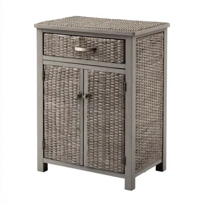 Aufbewahrungsschrank Holzgeflecht 60x40x80 cm – Grau – Modernes Design