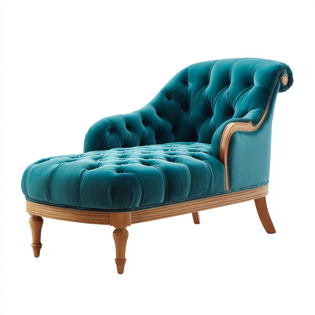 Chaise longue velours 165x70x90 cm - bleu canard - style classique élégant adapté au salon-Casauppad