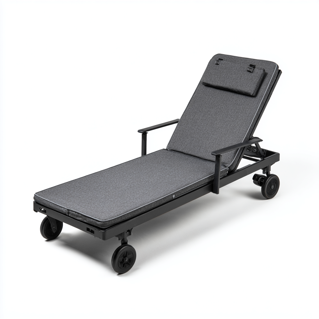 Transat métal coussin 200x68x42 cm - gris foncé - design extérieur réglable adaptée au jardin-Casauppad