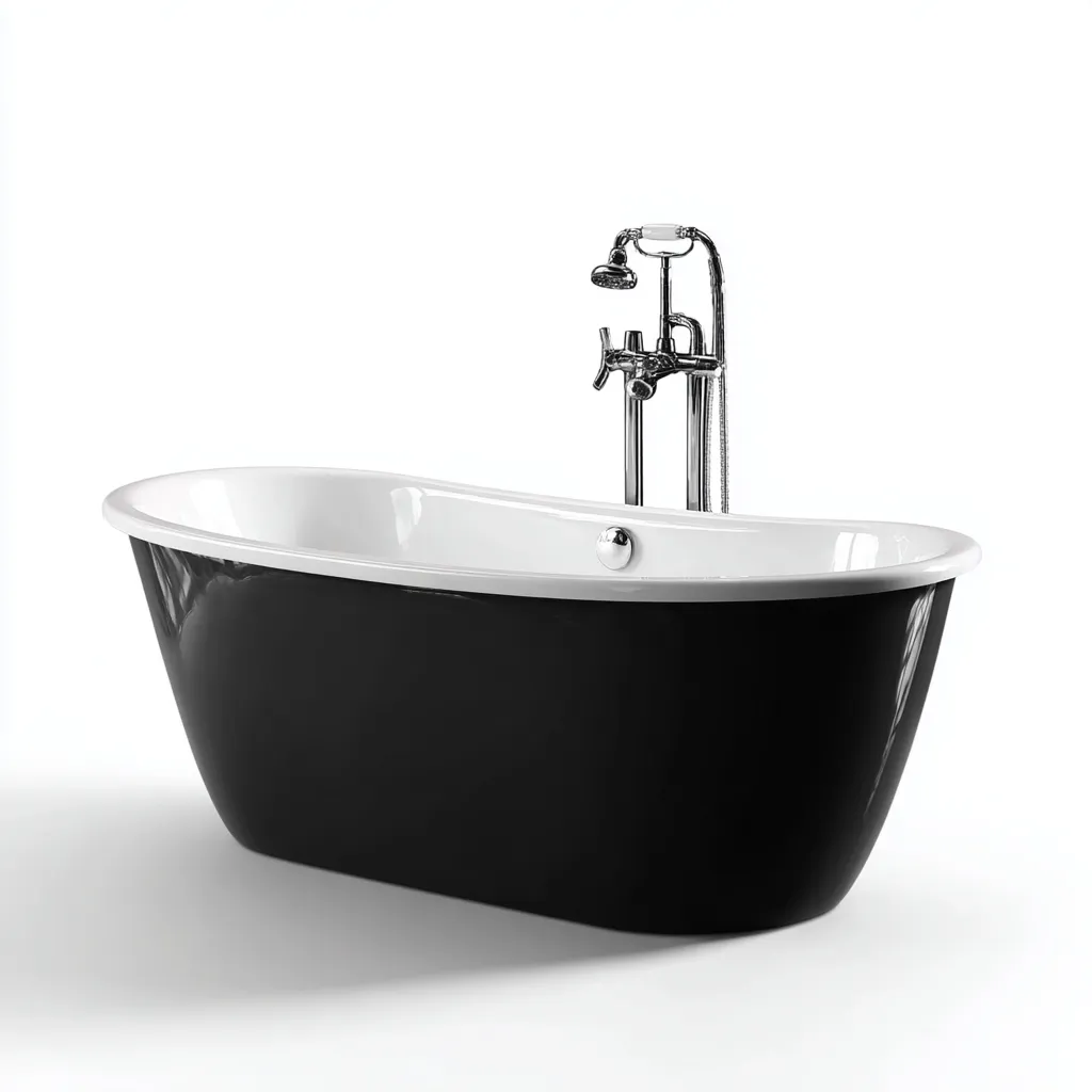 Baignoire îlot - acrylique - 170x78x60 cm - noir - blanc - adaptée à la salle de bains - design moderne-Casauppad