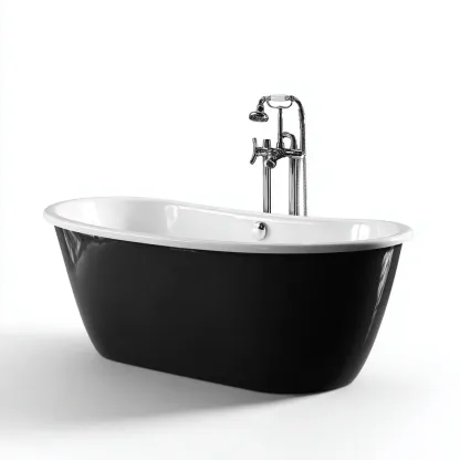 Baignoire îlot - acrylique - 170x78x60 cm - noir - blanc - adaptée à la salle de bains - design moderne-Casauppad