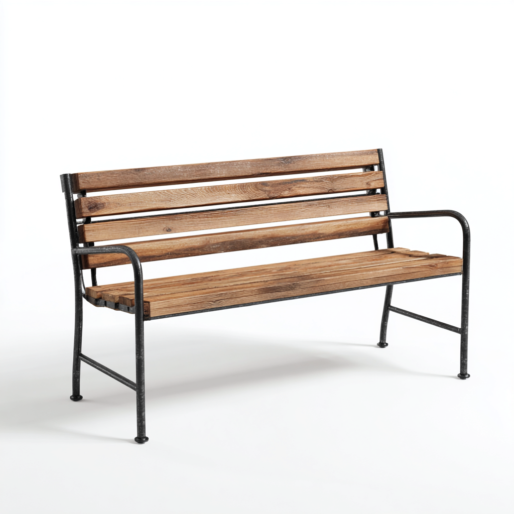 Banc de jardin bois - métal 125x55x85 cm - bois naturel - adapté au jardin design classique-Casauppad