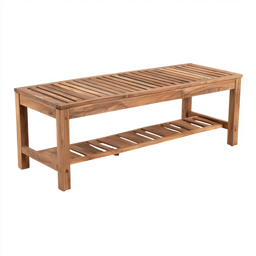 Banc de jardin bois 110x35x45 cm - bois naturel - adapté au jardin design moderne-Casauppad