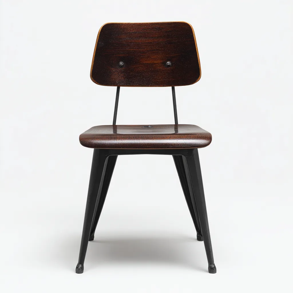 Chaise de salle à manger - bois foncé et métal 50x48x82 cm - brun - noir - pour salle à manger - design industriel-Casauppad