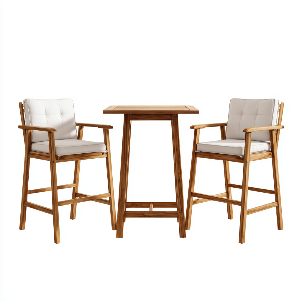 Salon de jardin repas - bois - bois clair - blanc - pour extérieur - design fonctionnel-Casauppad