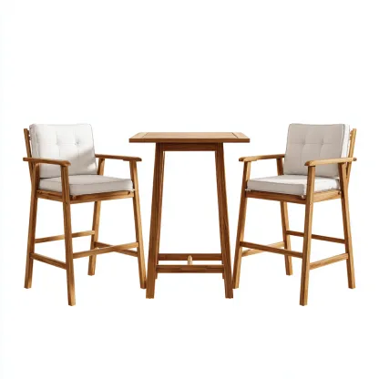 Salon de jardin repas - bois - bois clair - blanc - pour extérieur - design fonctionnel-Casauppad