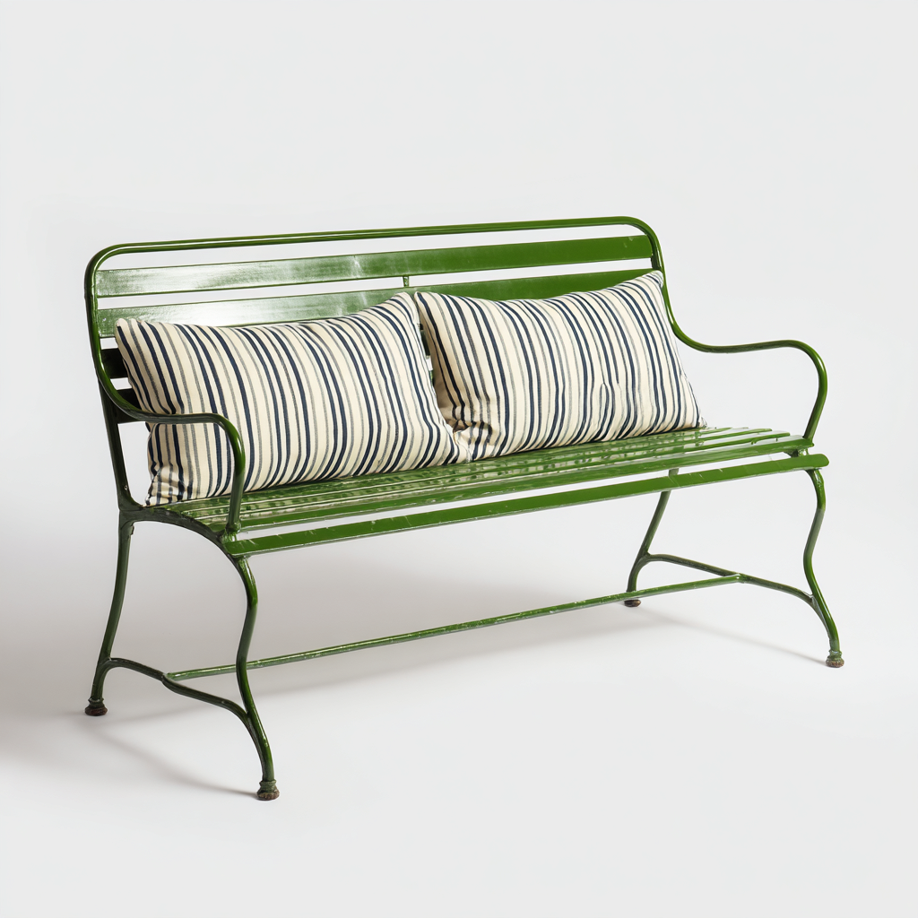 Banc de jardin métal 120x55x85 cm - vert - adapté au jardin design classique-Casauppad