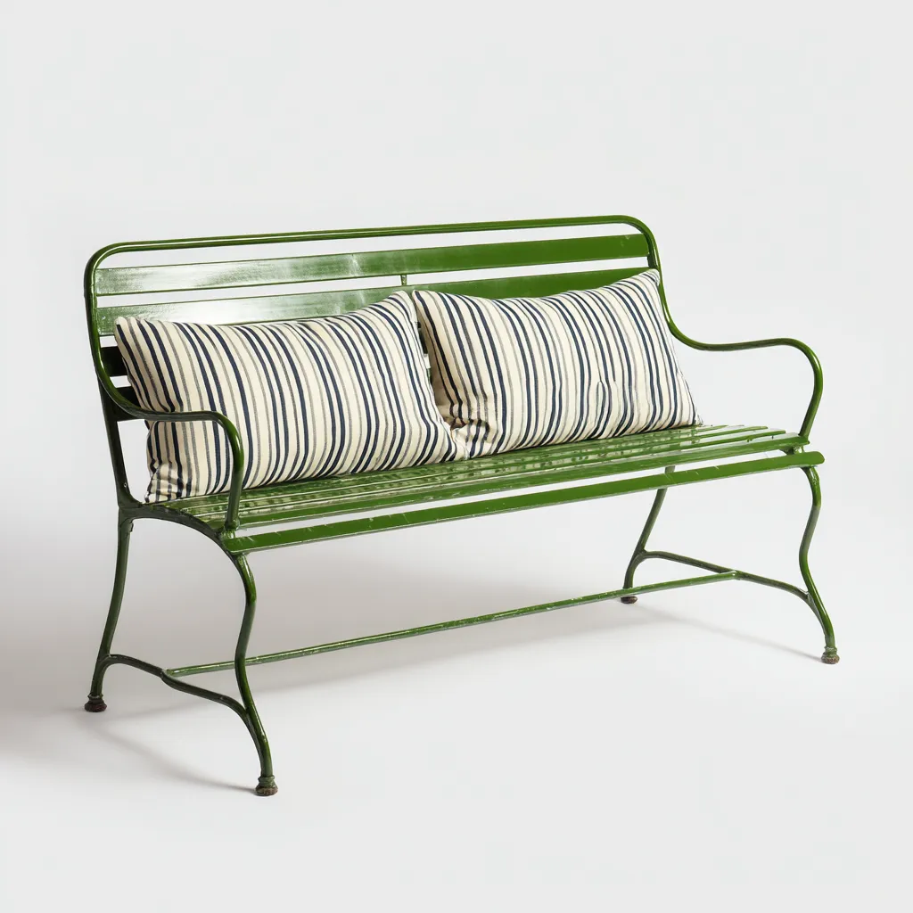 Banc de jardin métal 120x55x85 cm - vert - adapté au jardin design classique-Casauppad