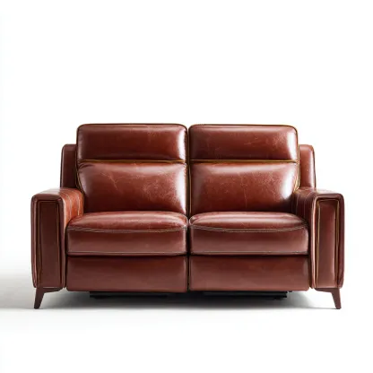 Canapé 2 places cuir 165x95x92 cm - marron - style contemporain adapté au salon-Casauppad